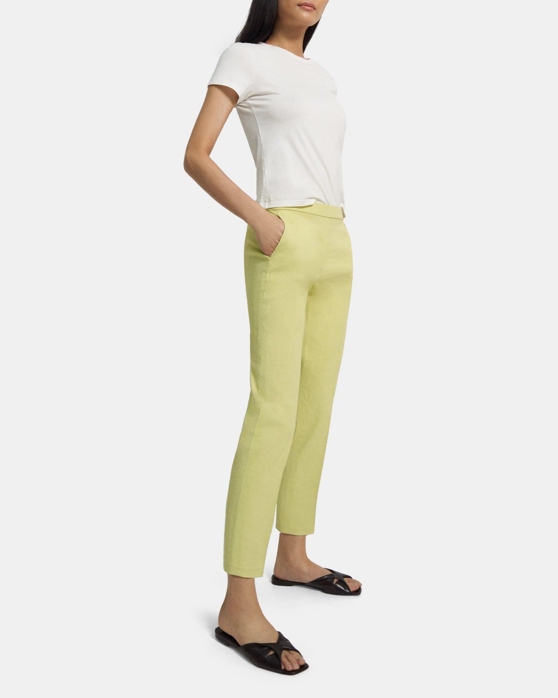 Slim Cropped Pull-On Pant in Stretch Linen Product Image