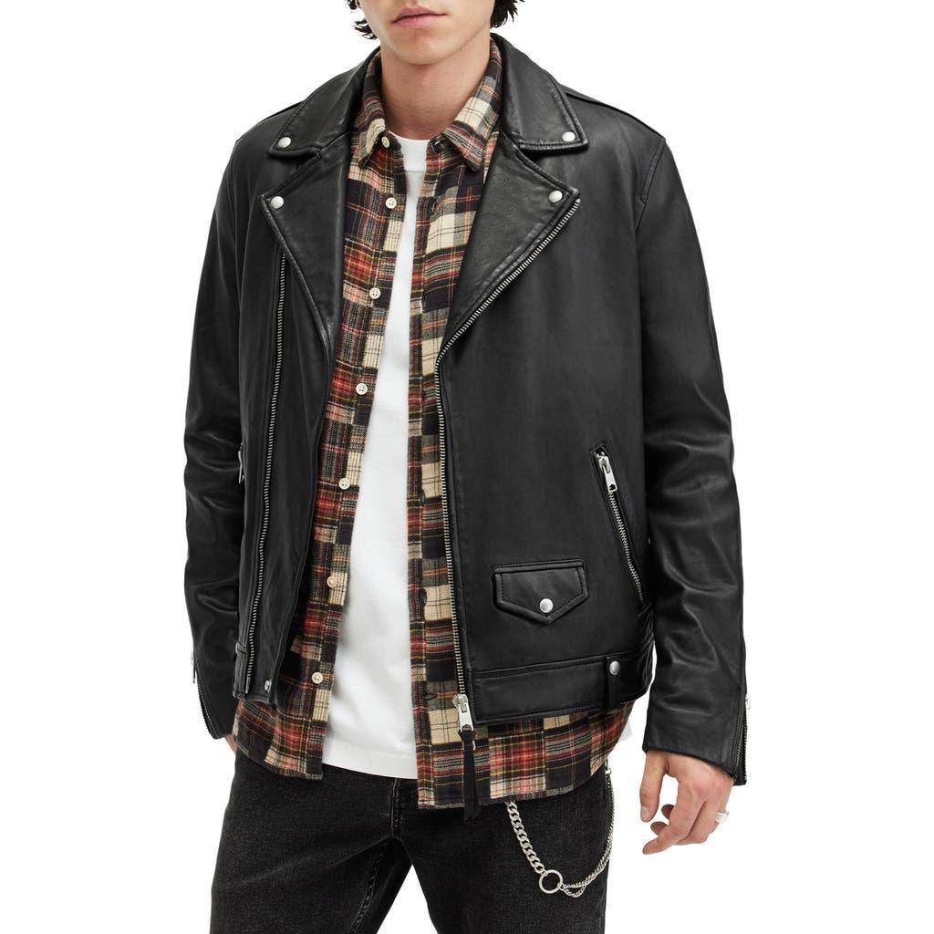 ALLSAINTS Milo Leather Biker Jacket In Black Product Image