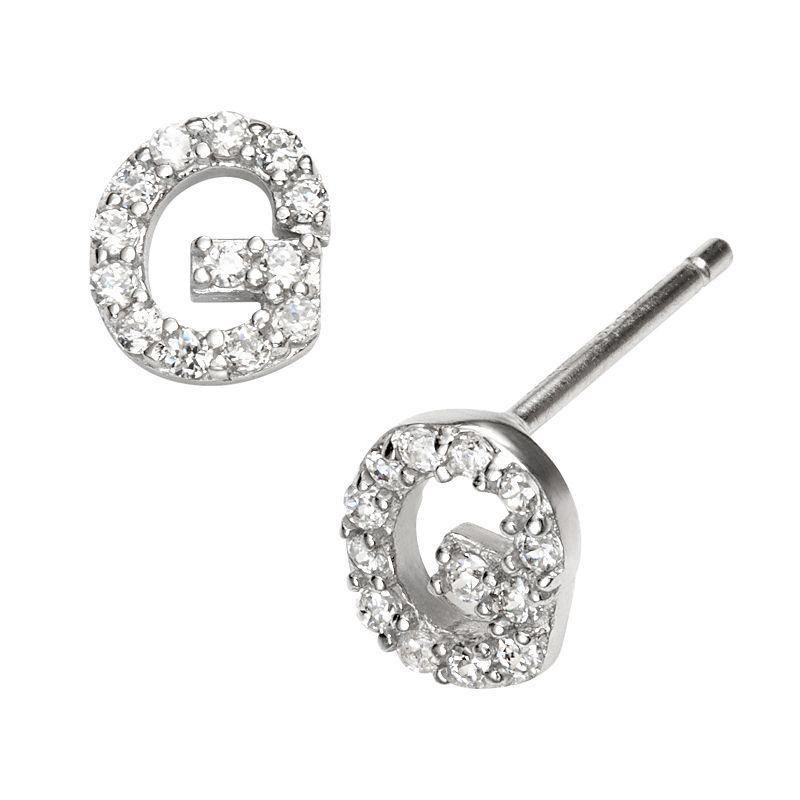 Sophie Miller Sterling Silver Cubic Zirconia Initial Stud Earrings, Womens Product Image