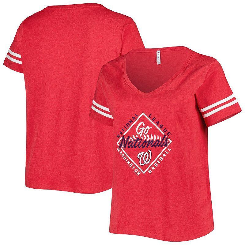 Womens Soft as a Grape Washington Nationals Plus Size V-Neck Jersey T-Shirt Product Image