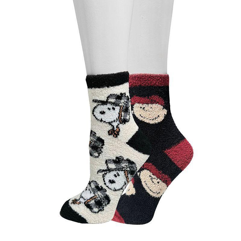 Adults Peanuts 2-Pack Fuzzy Mid-Crew Socks, Womens Product Image