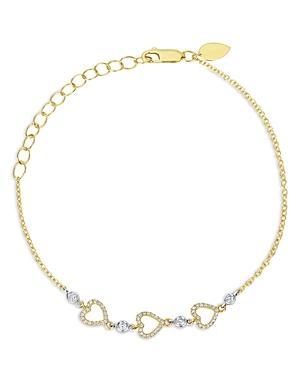 Womens 14K Yellow and Gold & 0.19 TCW Diamond HeartsBracelet Product Image