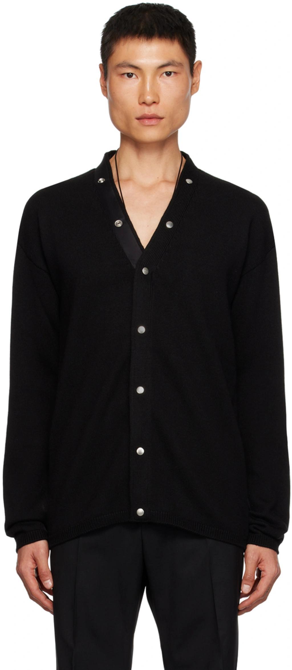 RICK OWENS Decorative Buttons Virgin-wool Cardigan In Nero Product Image