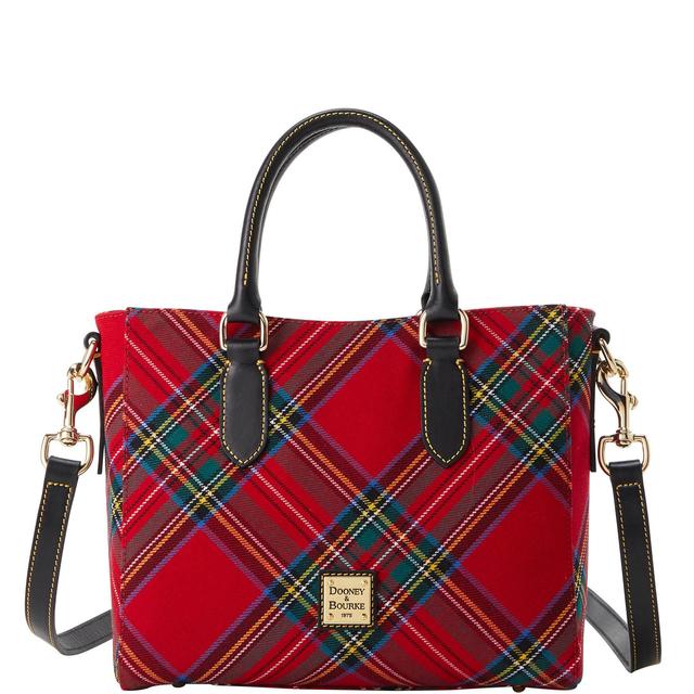 Dooney & Bourke Womens Tartan Top Handle Coated Cotton Tote Shopping Bag in Red Product Image