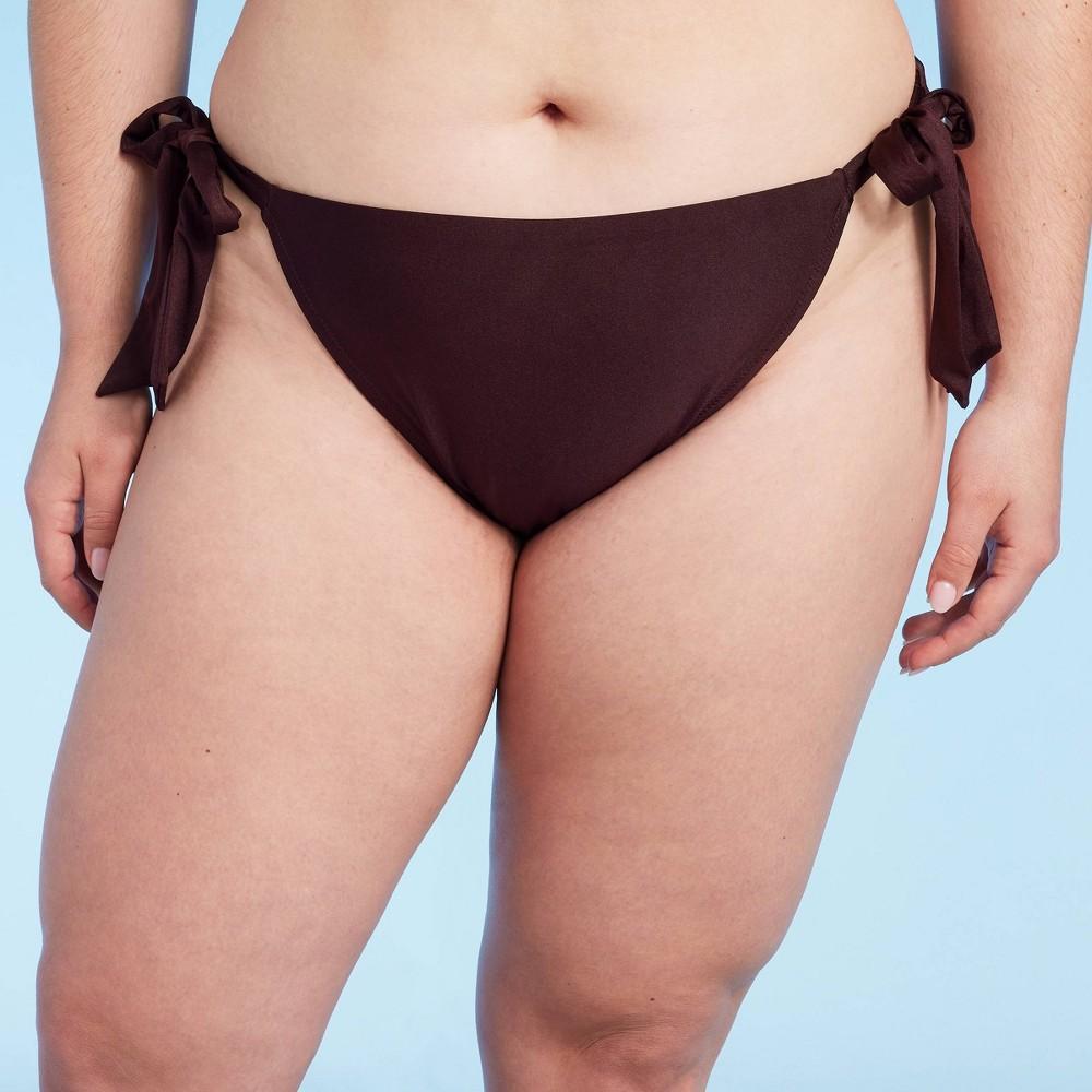 Womens High Leg Side-Tie Cheeky Bikini Bottom - Shade & Shore Brown Shine 3X Product Image