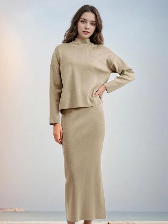 Olivia Mark – Stylish and Comfortable Set of Two Casual Loose Fit Sweater Dresses Product Image