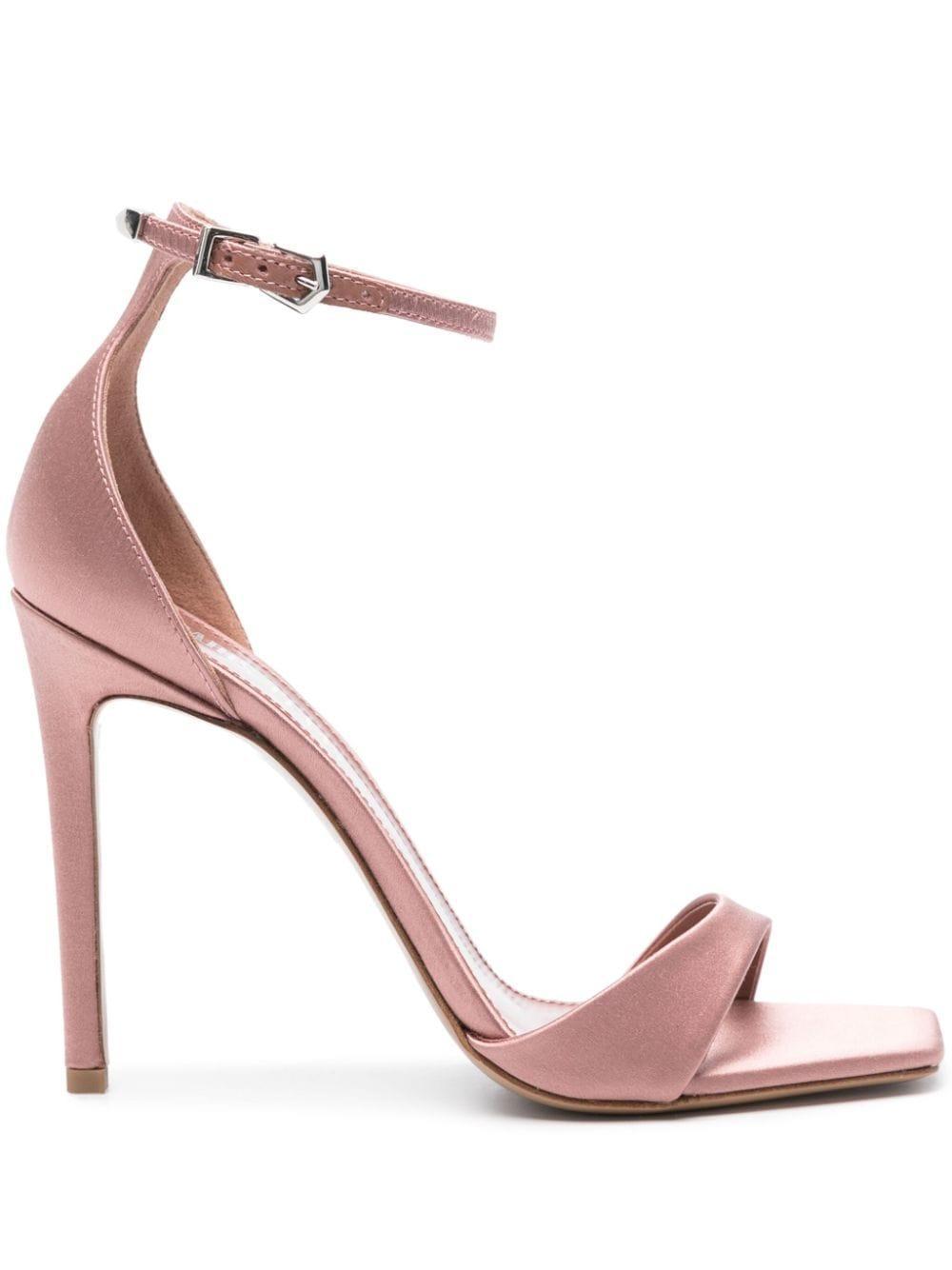 Pink Satin Stiletto Heeled Sandals Product Image