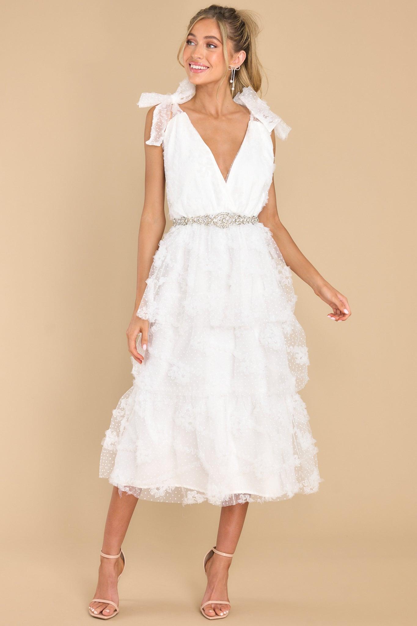 Stolen Glances White Midi Dress Product Image