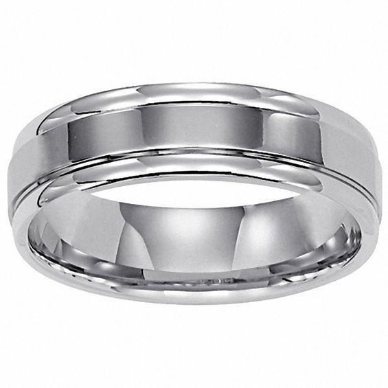 Men's 6.0mm Comfort Fit Wedding Band in 14K White Gold Product Image