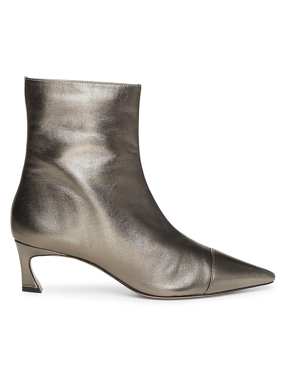 Womens Myra 50MM Metallic Leather Sculpted Heel Ankle Boots Product Image