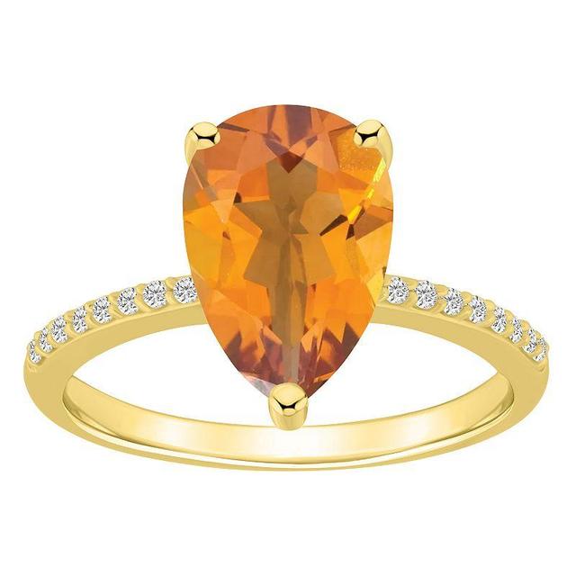 Alyson Layne 14k Gold Pear Shape Citrine & 1/10 Carat T.W. Diamond Ring, Womens Orange Product Image