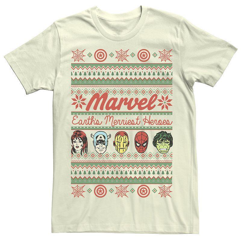 Mens Marvel Merriest Heroes Graphic Tee Natural Product Image