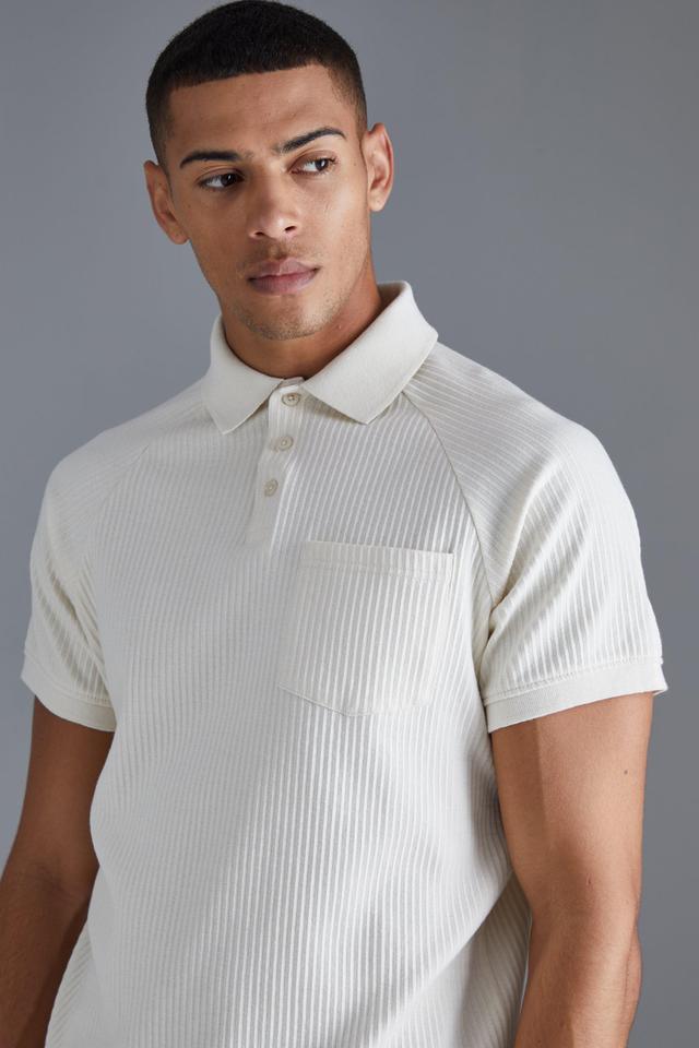 Jersey Rib Button Up Pocket Polo | boohooMAN USA Product Image