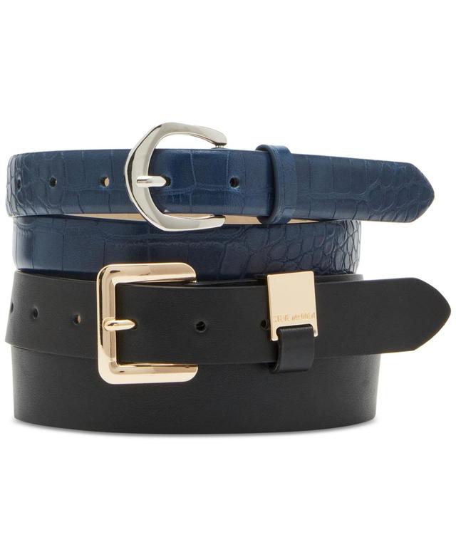 Steve Madden Womens 2-Pc. Faux-Leather Belt Set - Navy Product Image