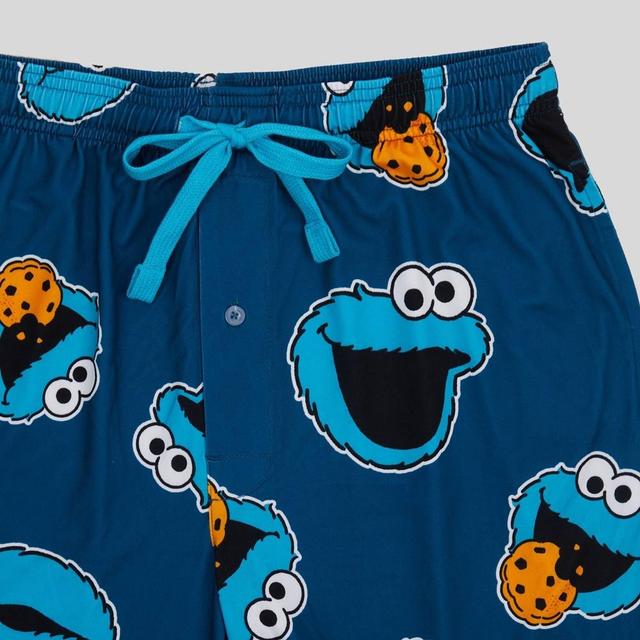 Mens Sesame Street Cookie Monster Knit Pajama Pants - Blue Product Image