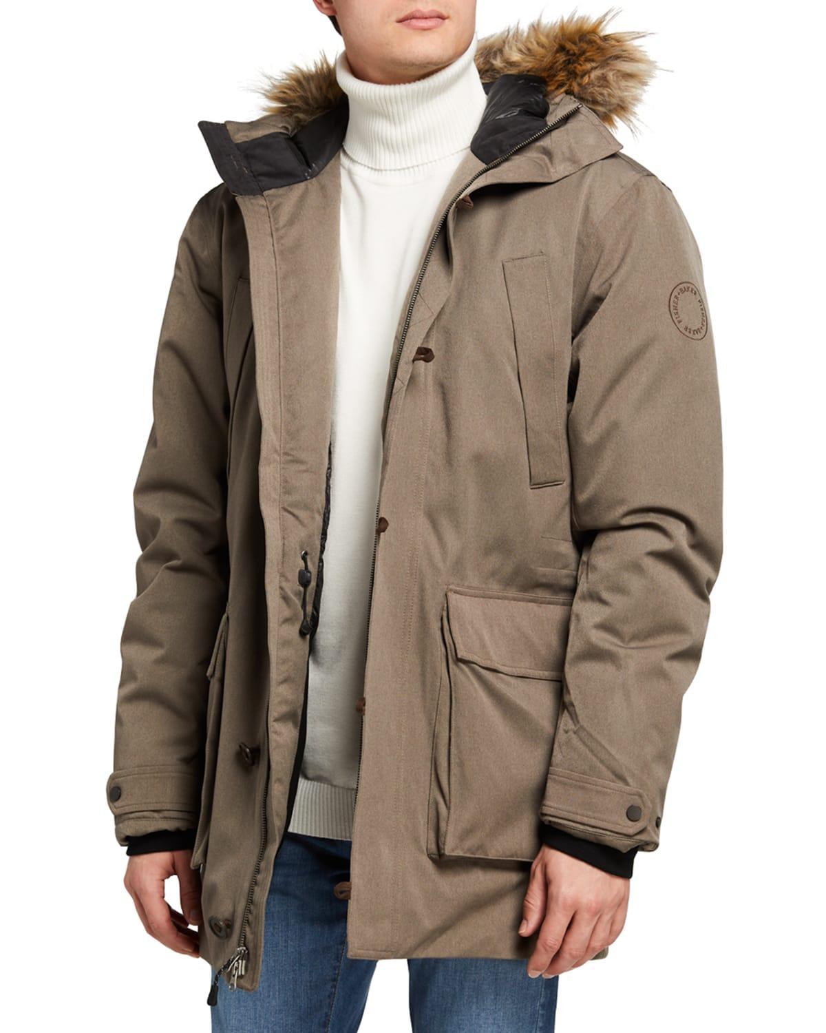 Mens Manitou Parka Coat with Faux Fur Trim Product Image