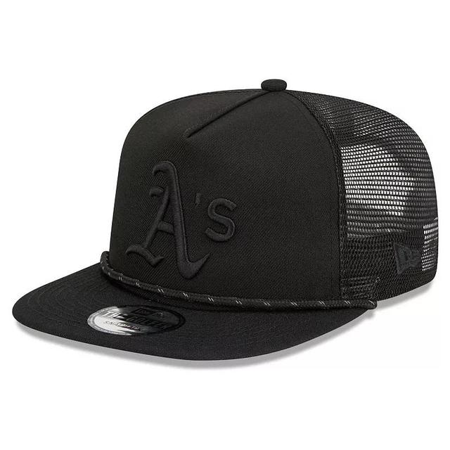 Mens New Era Oakland Athletics Black Meshback Golfer Snapback Hat - Black Product Image