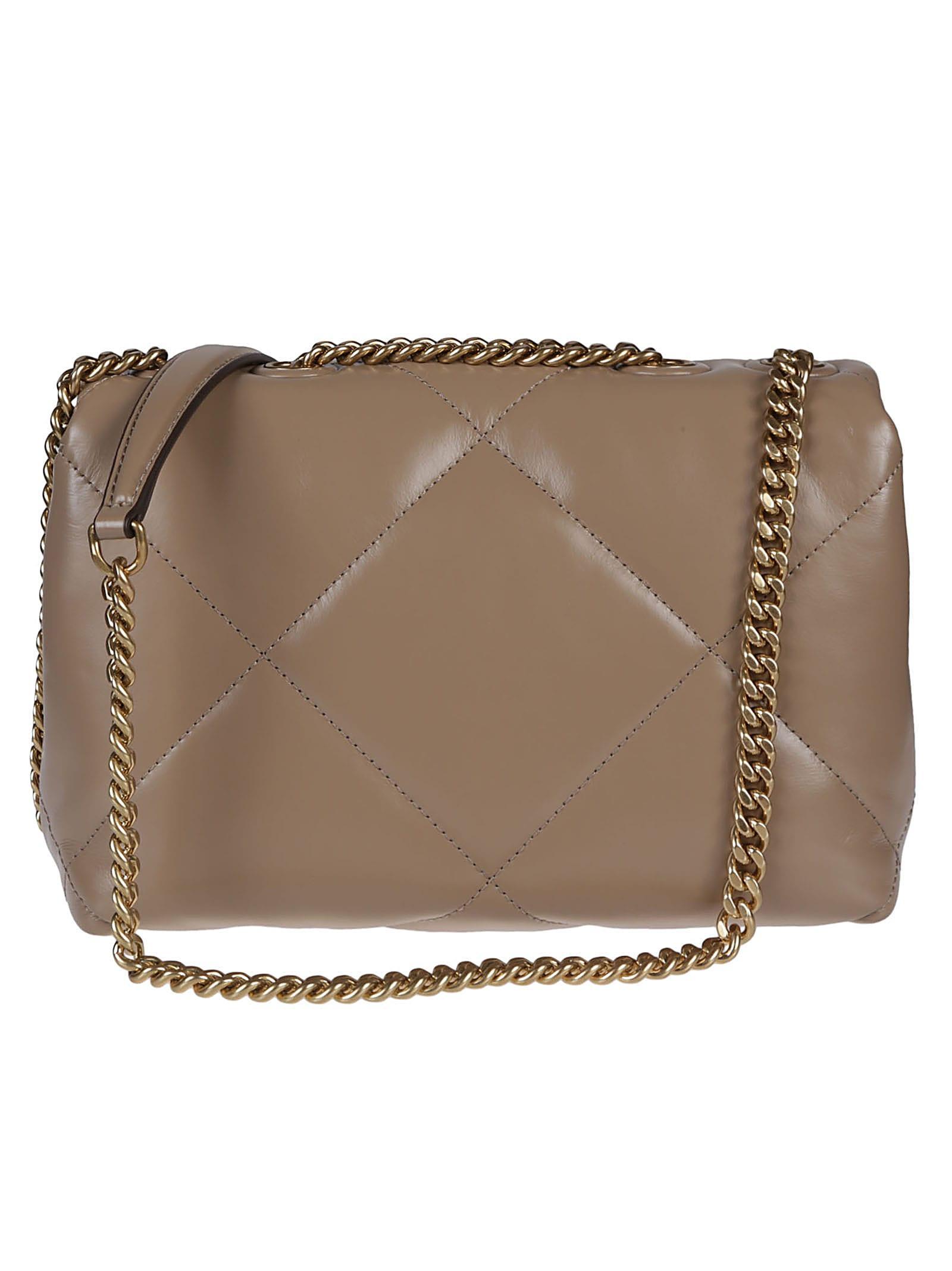 TORY BURCH Small Kira Diamond Quilt Convertible Shoulder Bag In Brown Product Image