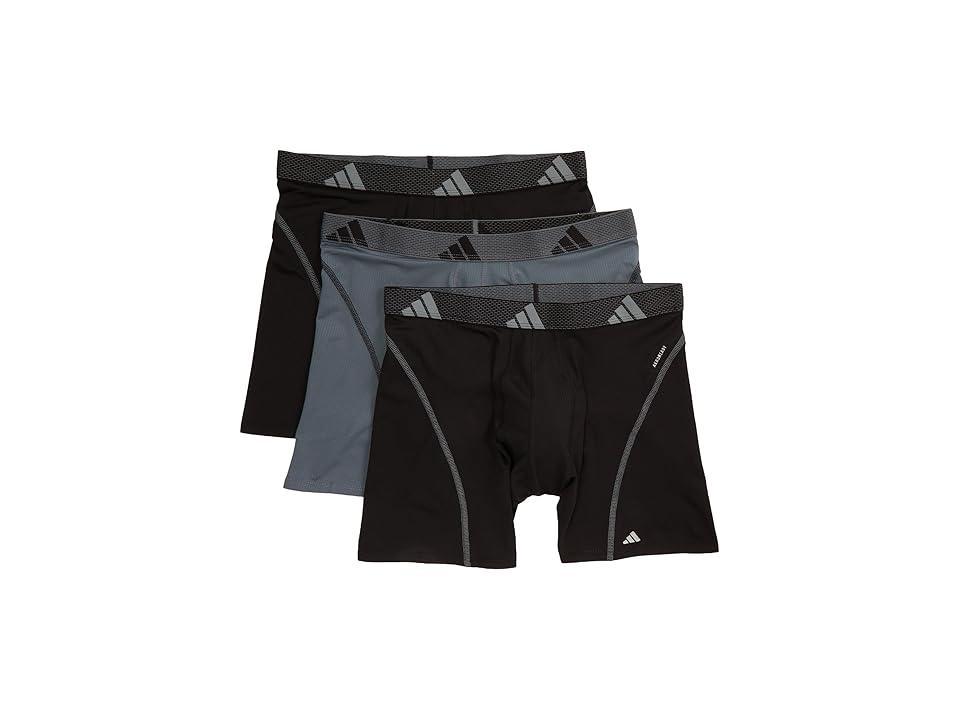 adidas Performance Mesh Boxer Brief 3-Pack Onix Grey/Black) Men's Underwear Product Image