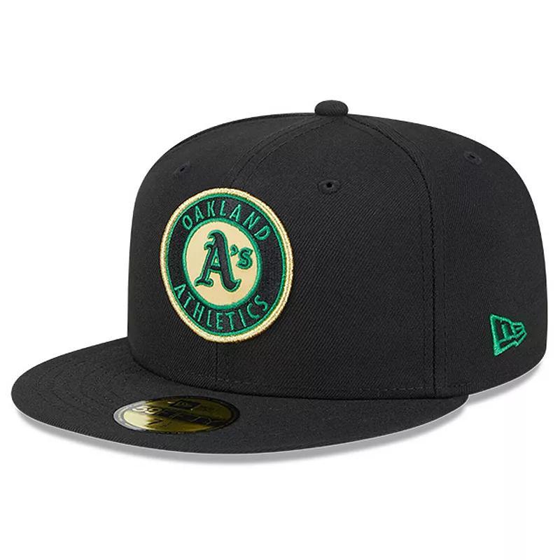 New Era Mens Black Oakland Athletics 59FIFTY Day Team Pop Fitted Hat Product Image