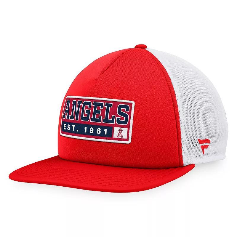 Mens Majestic /White Los Angeles Angels Foam Trucker Snapback Hat Product Image