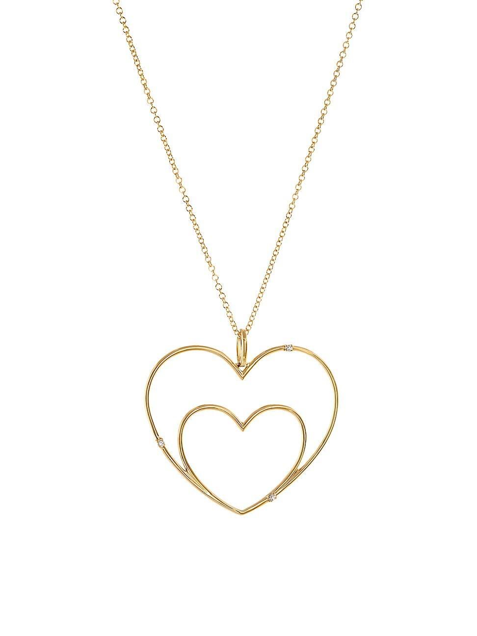 Womens 14K & 18K Yellow Gold & Diamond I Carry Your Heart Pendant Necklace Product Image