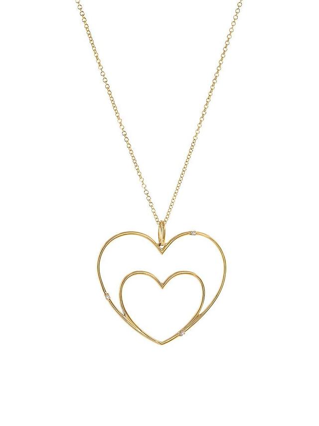 Womens 14K & 18K Yellow Gold & Diamond I Carry Your Heart Pendant Necklace Product Image