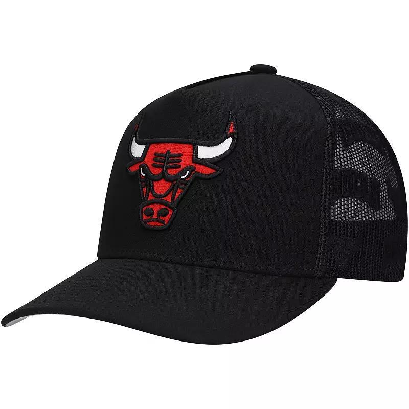 Mens Mitchell & Ness Chicago Bulls Monogram All-Over Logo Mesh Trucker Adjustable Hat Product Image