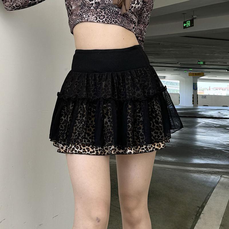 Leopard Print Skirt Product Image