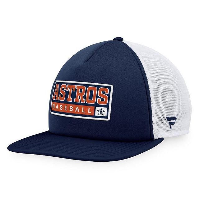 Mens Majestic /White Houston Astros Foam Trucker Snapback Hat, Blue Product Image