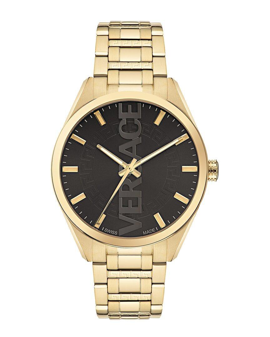 Men's V-vertical 42mm Ip Goldtone Stainless Steel Bracelet Watch In Gold Tone/black Product Image