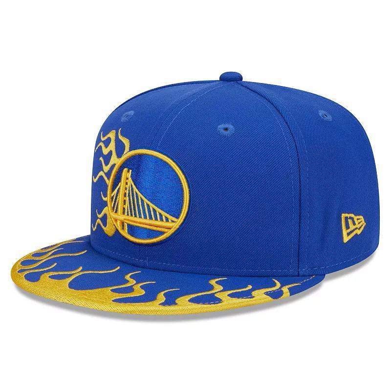 Mens New Era Royal Golden State Warriors Rally Drive Flames 9FIFTY Snapback Hat Product Image