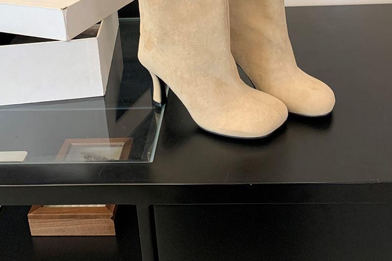 High Heel Plain Faux Suede Short Boots product image