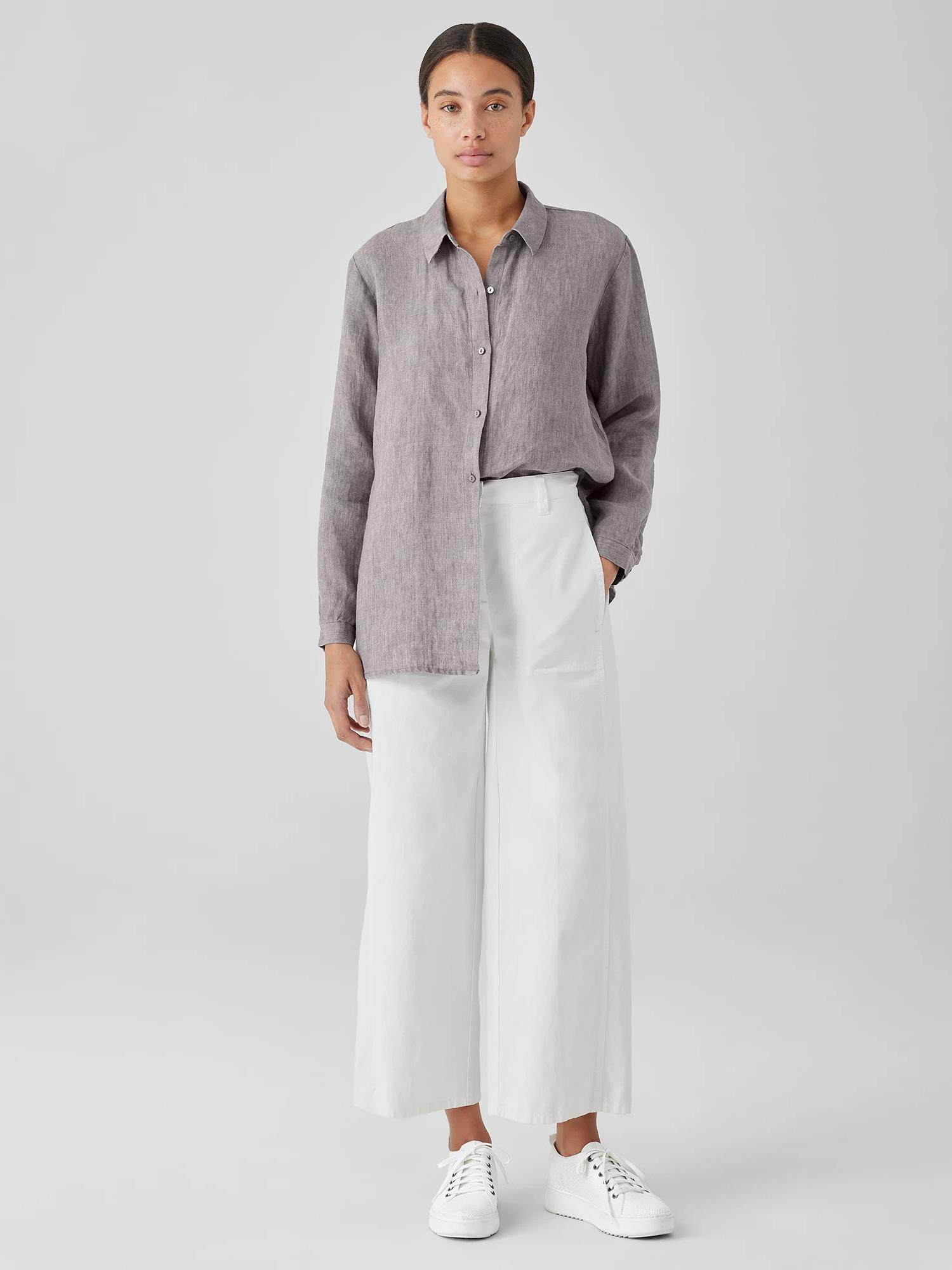 EILEEN FISHER Cotton Hemp Stretch Wide-Leg Pantfemale Product Image