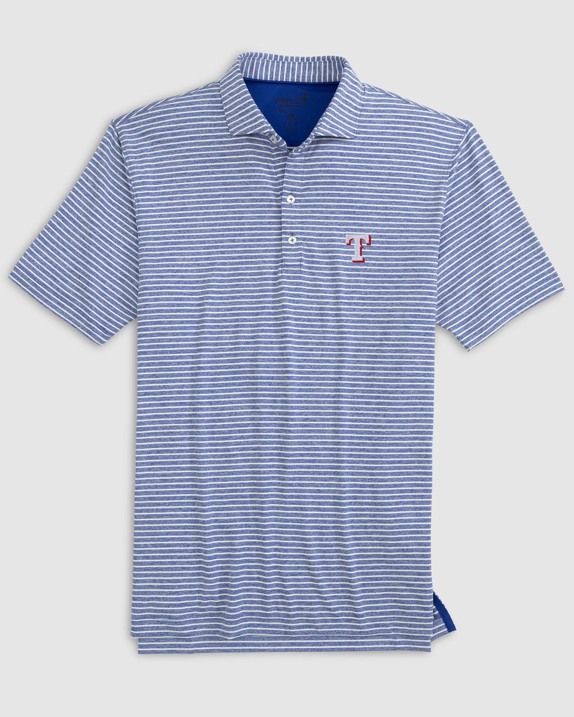 johnnie-O Texas Rangers Clipperr Striped Jersey Performance Polo Product Image