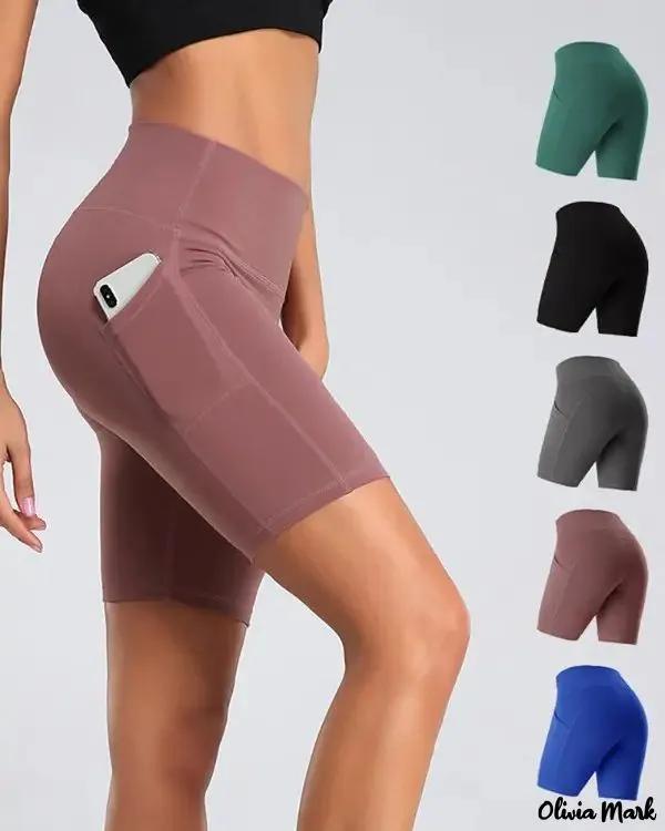 Olivia Mark – Pocket design High waisted yoga shorts with pocket design Product Image