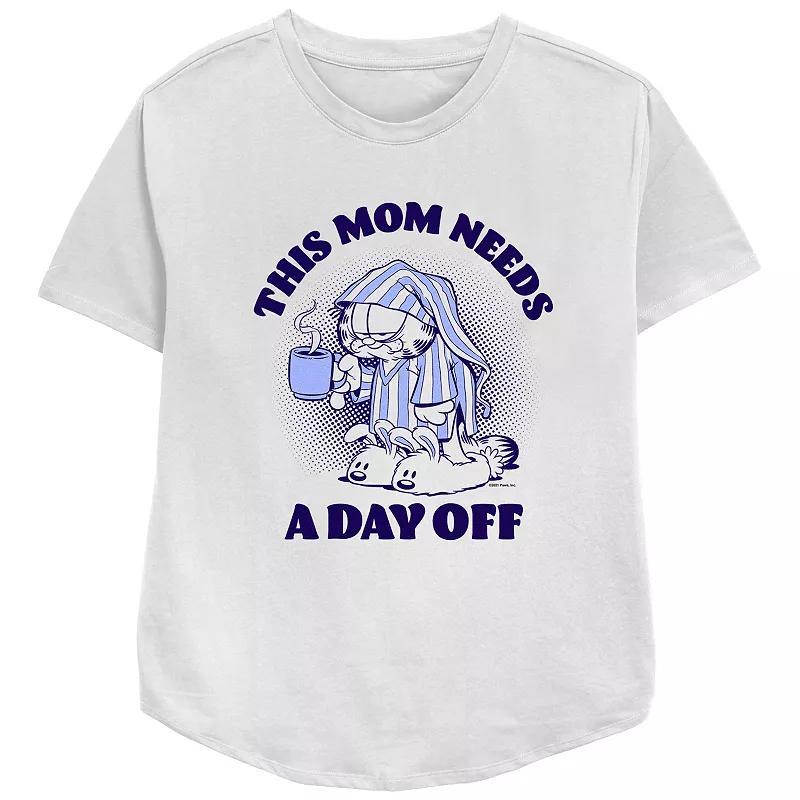 Womens Garfield This Mom Needs A Day Off Relaxed Fit Graphic Tee Product Image