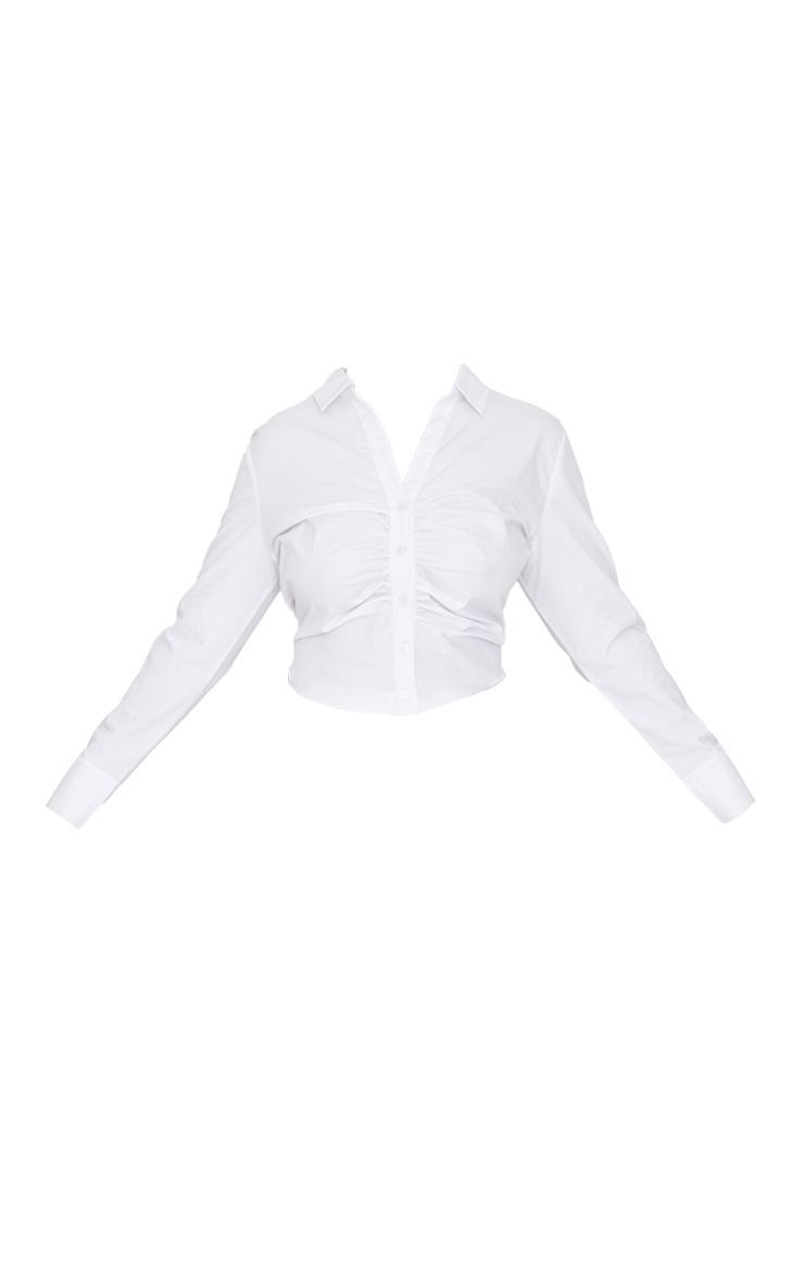 Plus White Ruched Detail Shirt Product Image