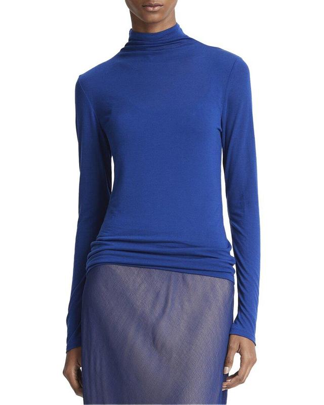 VINCE Sheer Turtleneck Top In Blue Product Image