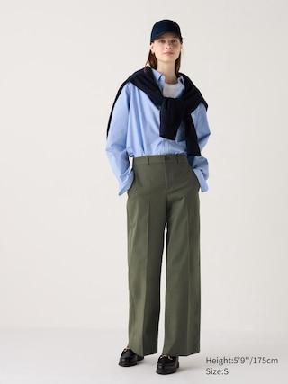 Womens Wide Chino Pants (Tall) Olive Small UNIQLO US Product Image