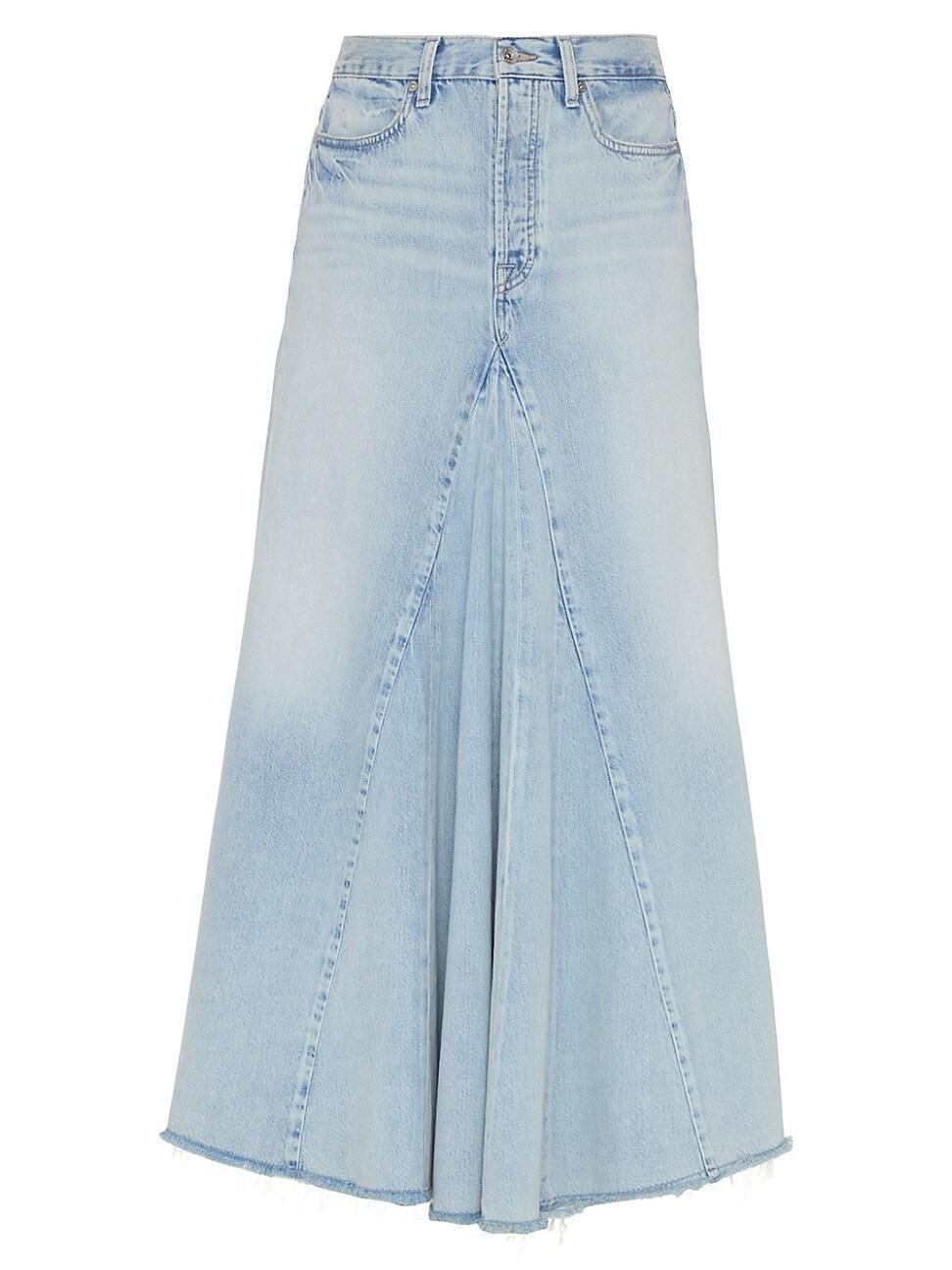 Western Paneled Denim Maxi Skirt product image