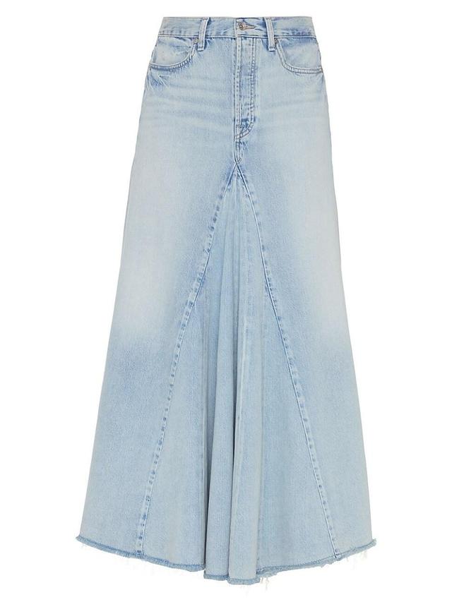 Womens Western Paneled Denim Maxi Skirt Product Image