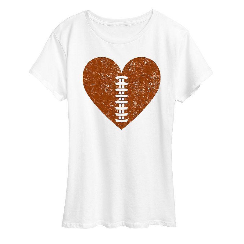 Plus Size Heart Football Graphic Tee, Womens Product Image