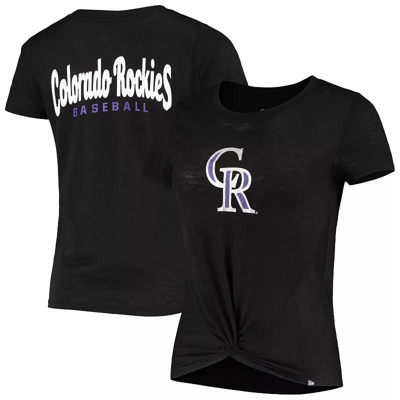 Womens New Era Colorado Rockies 2-Hit Front Twist Burnout T-Shirt Product Image