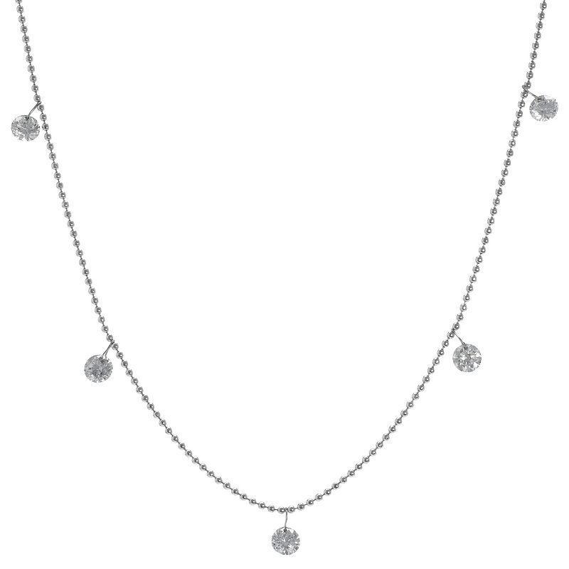 Luxle 18k White Gold 1/2 Carat T.W. 5 Diamond Dangle Necklace, Womens Product Image