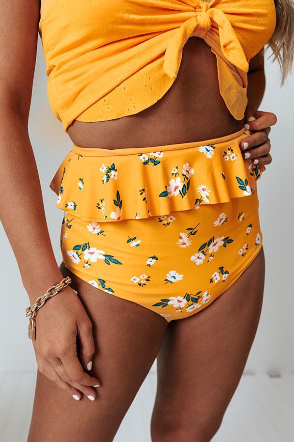 Beach Appeal High Waist Reversible Bikini Bottoms in Marigold Product Image