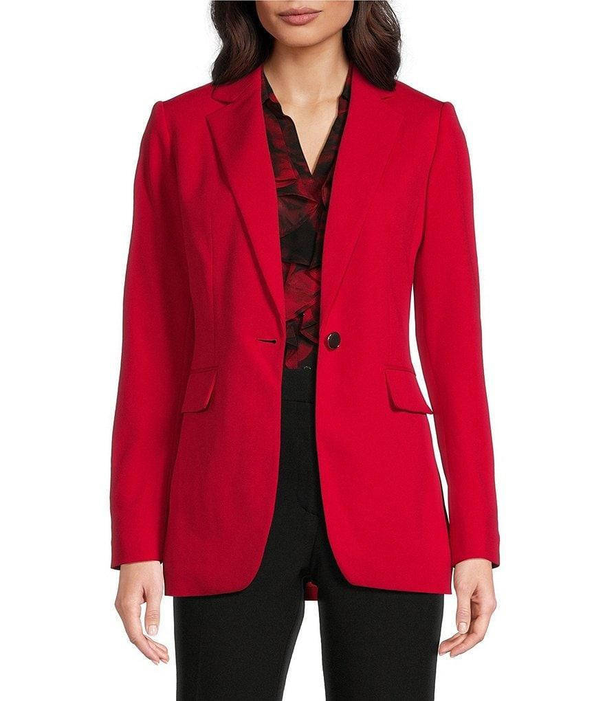 Calvin Klein Scuba Crepe Notch Lapel Long Sleeve One-Button Jacket Product Image