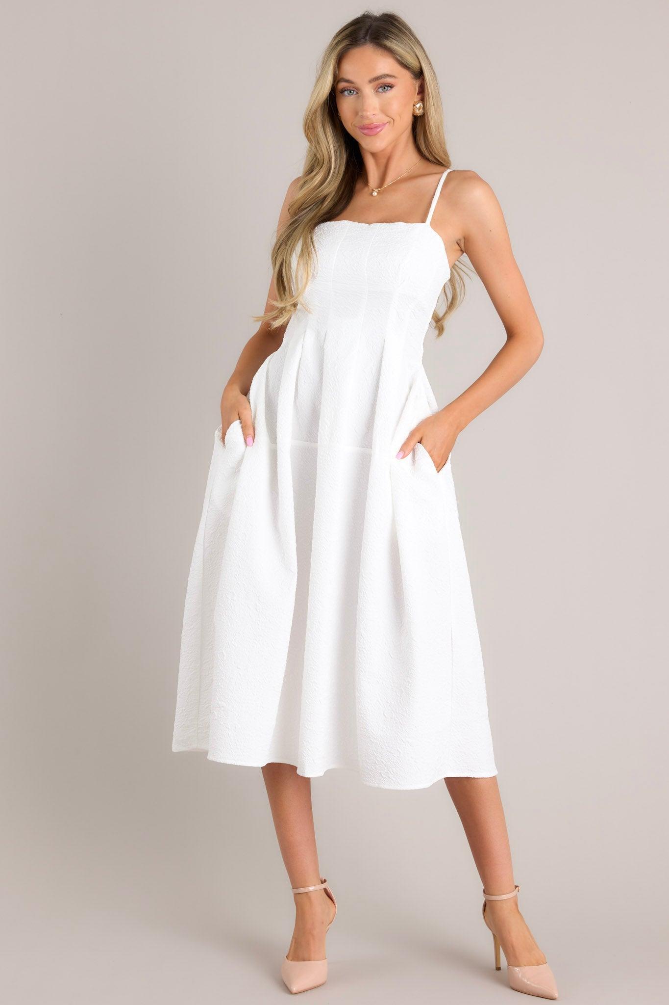 Midnight Melodies White Midi Dress Product Image