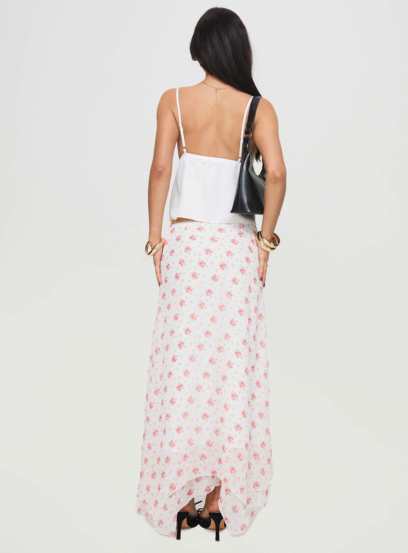 Dancing In A Field Maxi Skirt Pink Floral Product Image