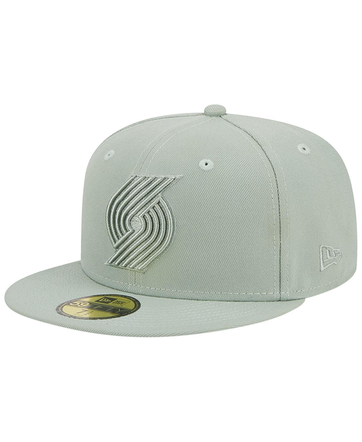 Mens New Era Light Green Portland Trail Blazers Sage Color Pack 59FIFTY Fitted Hat Product Image